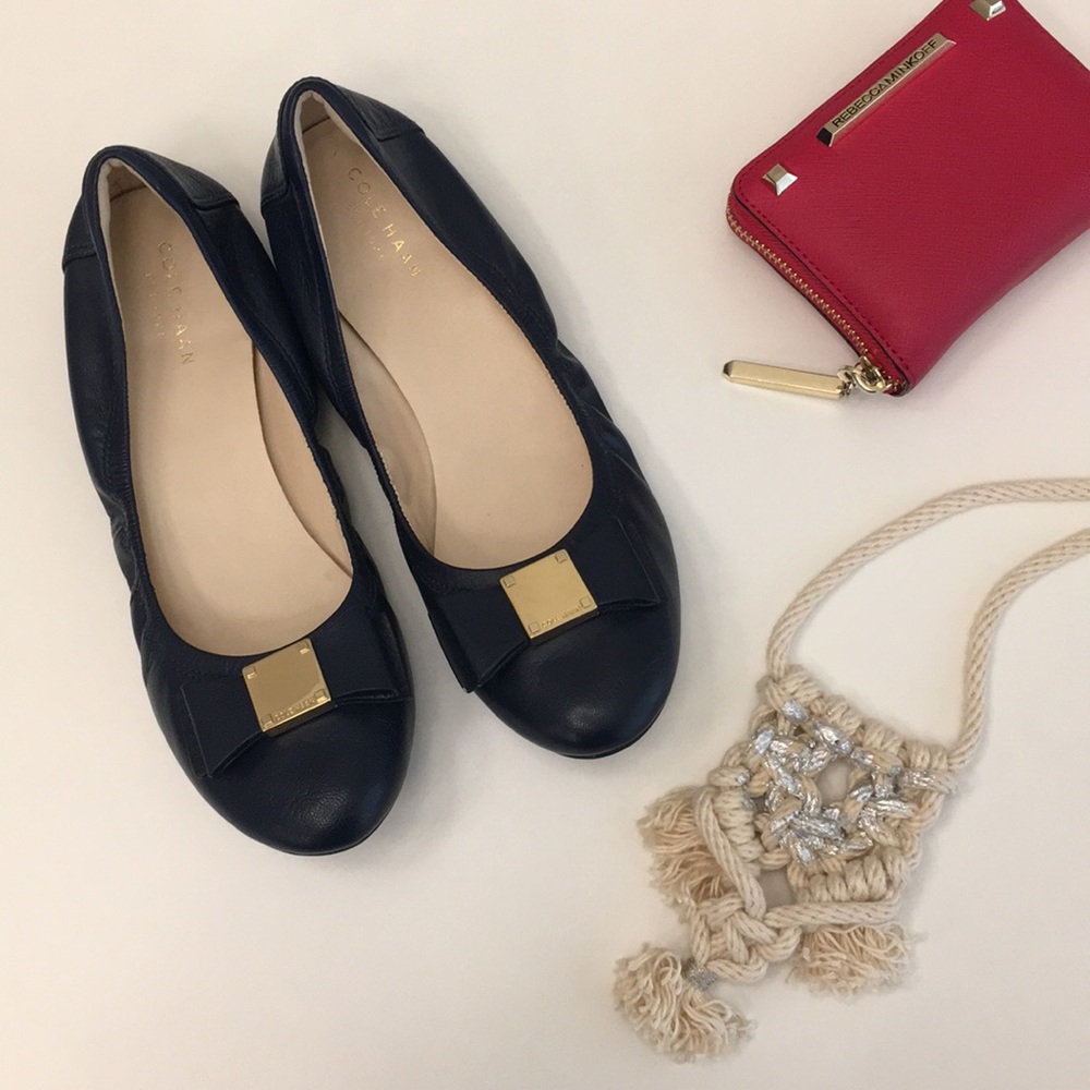 Cole Haan Tali Bow Ballet Flats in Navy Blue